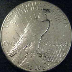 Peace Silver Dollar - Reverse View.